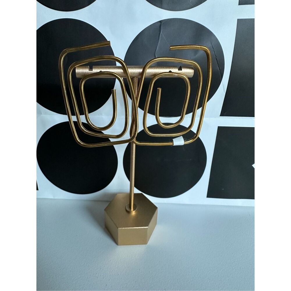 Edas Gold-Tone Square Spiral Wave Statement Earrings Fashion Jewelry Collection